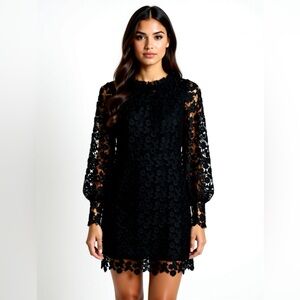 Chic Black Floral Lace Dress